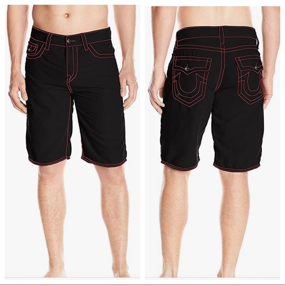 Contrast Stitching Big T Board Shorts 